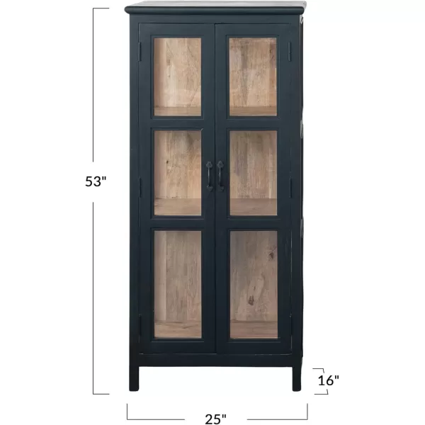 Creative CoOp Black Contemporary Mango Wood and Glass Cabinet