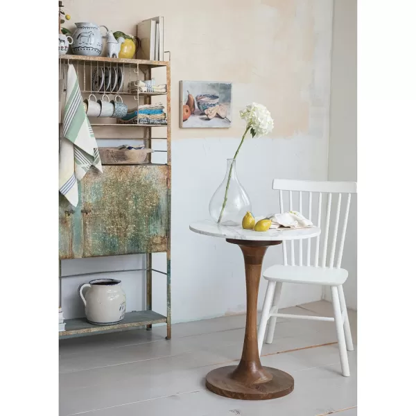 Creative CoOp Blue Heavily Distressed Metal Cabinet with Slatted Shelves