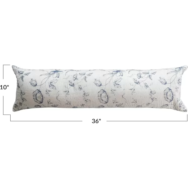Creative CoOp Blue Long Patterned Cotton and Linen Lumbar PillowLumbar