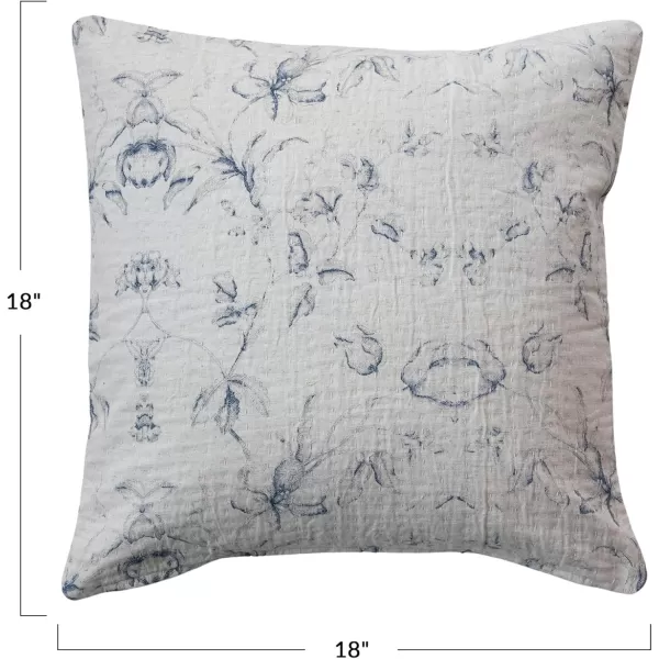 Creative CoOp Blue Long Patterned Cotton and Linen Lumbar PillowSquare