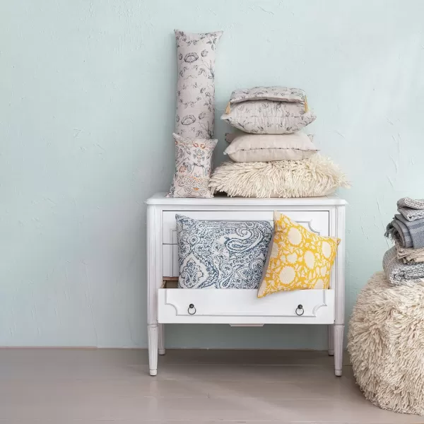 Creative CoOp Blue Long Patterned Cotton and Linen Lumbar PillowSquare