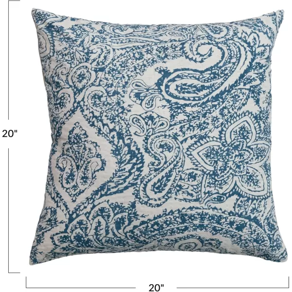 Creative CoOp Blue Patterned Cotton and Linen Pillow