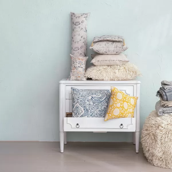 Creative CoOp Blue Patterned Cotton and Linen Pillow
