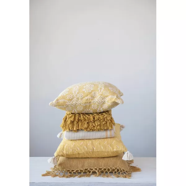 Creative CoOp Bohemian Cotton Slub Throw with Crochet and Fringe BrownMustard