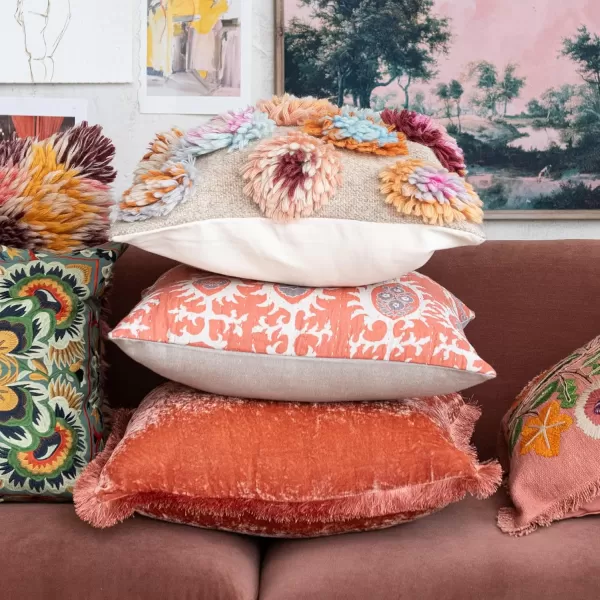 Creative CoOp Clay Charm Eyelash Fringe Pillow