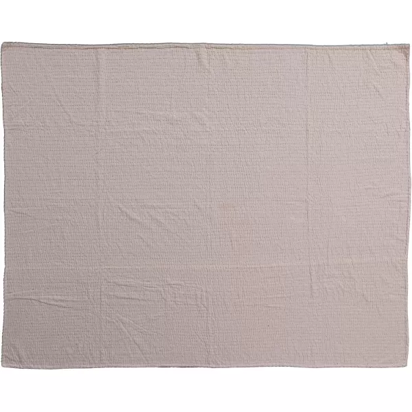 Creative CoOp Cotton Velvet Kantha Stitch Peach Throw Blanket Pink