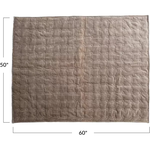 Creative CoOp Cotton Velvet Quilted Throw Taupe