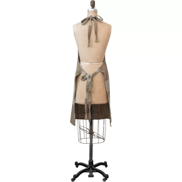 imageCreative CoOp Cotton Waffle Weave Pocket and Stripes Grey and Brown Apron OneSize Green