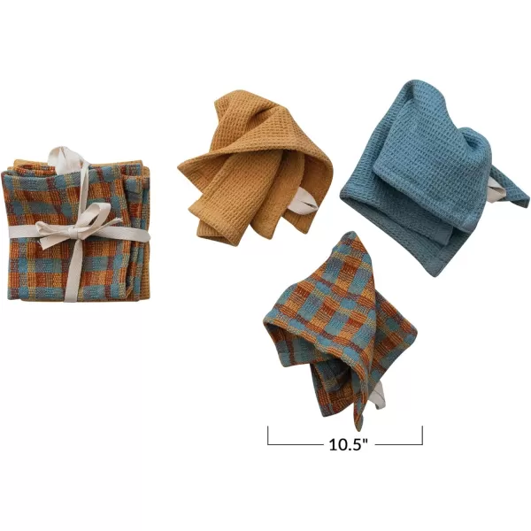 imageCreative CoOp Cotton Waffle Weave Set of 3 Styles Multicolor Dish Cloth Multi