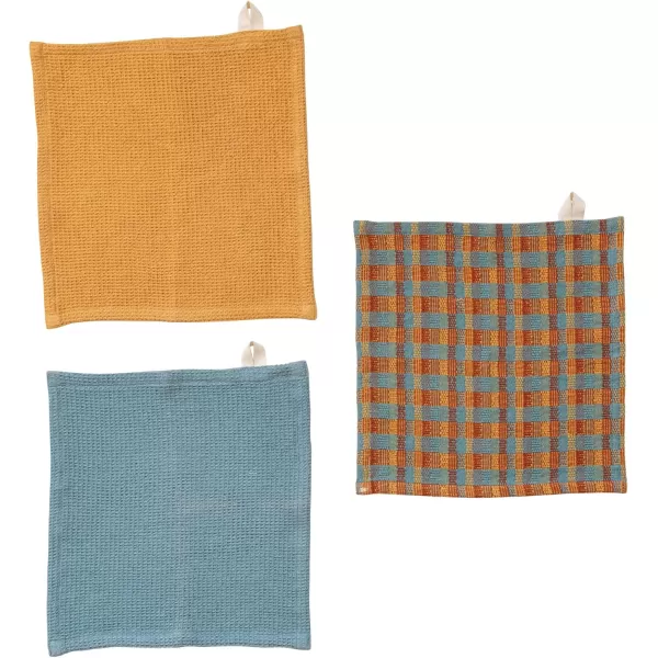 imageCreative CoOp Cotton Waffle Weave Set of 3 Styles Multicolor Dish Cloth Multi