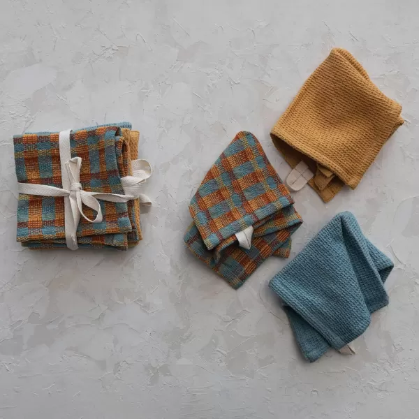 imageCreative CoOp Cotton Waffle Weave Set of 3 Styles Multicolor Dish Cloth Multi
