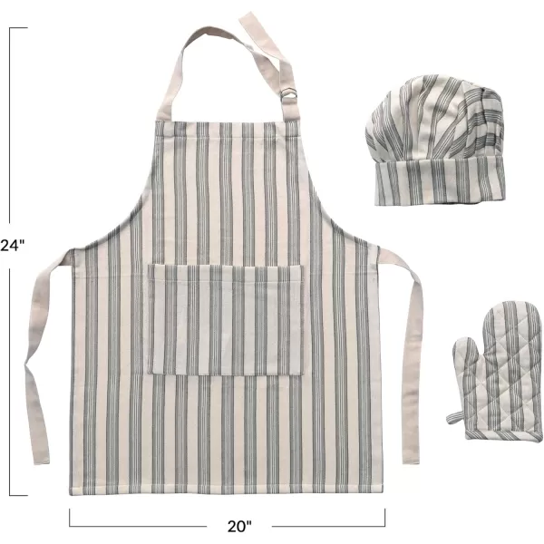 imageCreative CoOp Creative CoOp Striped Cotton Child Apron with Chef Hat and Oven Mitt Set of 3 Multicolor