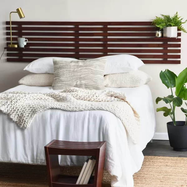 Creative CoOp Customizable Wood Set of 2 Panels Headboard 19quot L x 41quot W x 8quot H Light BrownWalnut Finish