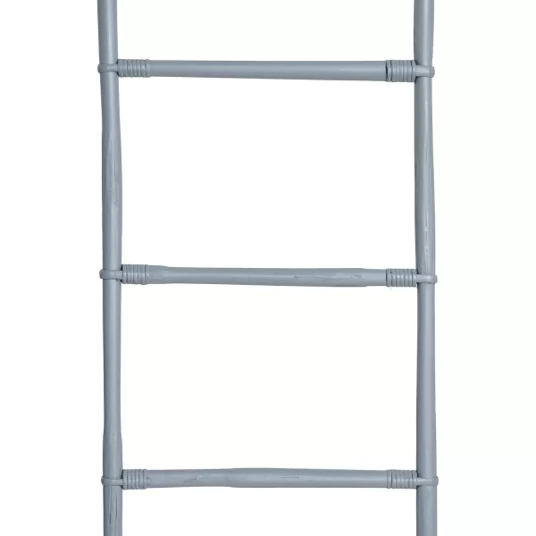Creative CoOp Decorative Bamboo Modern Towel Storage Matte Grey Finish Blanket LadderMatte Grey
