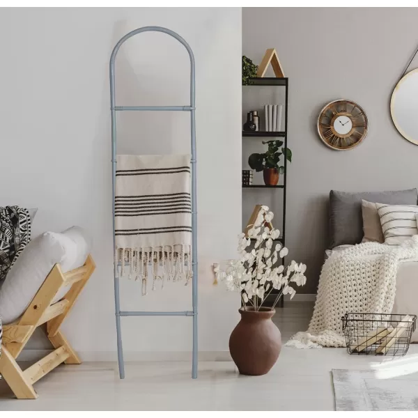 Creative CoOp Decorative Bamboo Modern Towel Storage Matte Grey Finish Blanket LadderMatte Grey