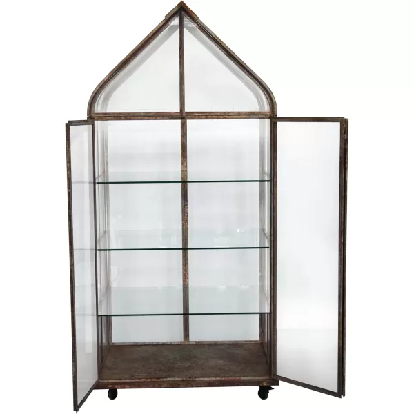 Creative CoOp Distressed Metal and Acrylic Terrarium on Wheels Grey