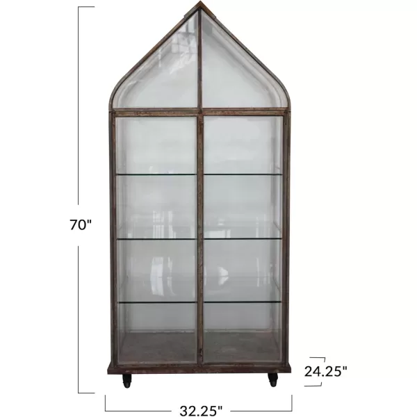 Creative CoOp Distressed Metal and Acrylic Terrarium on Wheels Grey