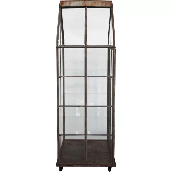 Creative CoOp Distressed Metal and Acrylic Terrarium on Wheels Grey