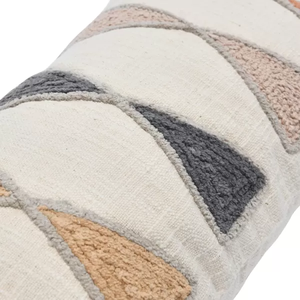 imageCreative CoOp Embroidered Cotton Lumbar Fringe Pillow Cream