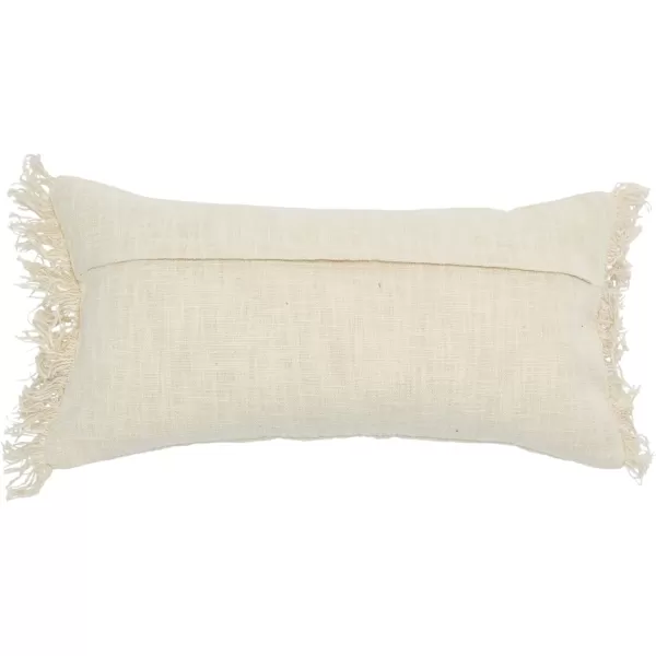 imageCreative CoOp Embroidered Cotton Lumbar Fringe Pillow Cream