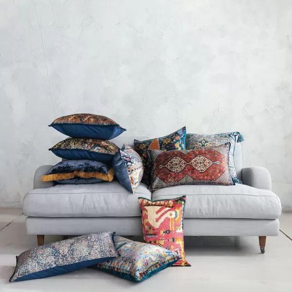 Creative CoOp Floral Harmony Velvet Lumbar Pillow Multicolor