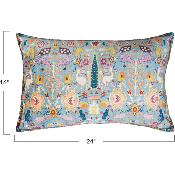 Creative CoOp Floral Harmony Velvet Lumbar Pillow Multicolor