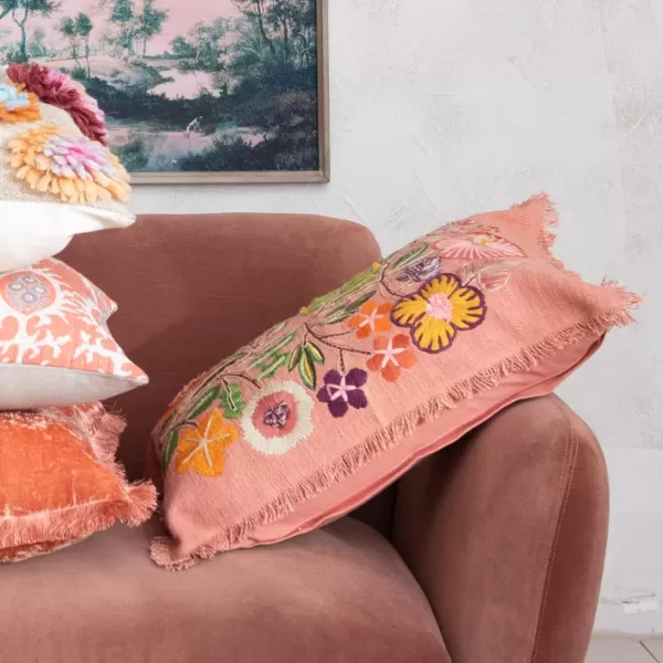Creative CoOp Floral Whisper Lumbar Pillow Multicolor