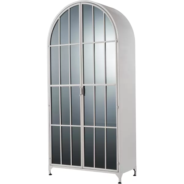 Creative CoOp Grey Modern Arched Metal Cabinet with Glass ShelvesGrey