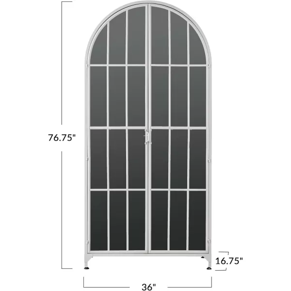Creative CoOp Grey Modern Arched Metal Cabinet with Glass ShelvesGrey
