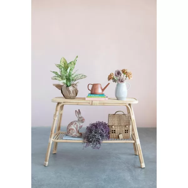 Creative CoOp HandWoven Rattan Shelf Console Table 44quot L x 18quot W x 30quot H Natural