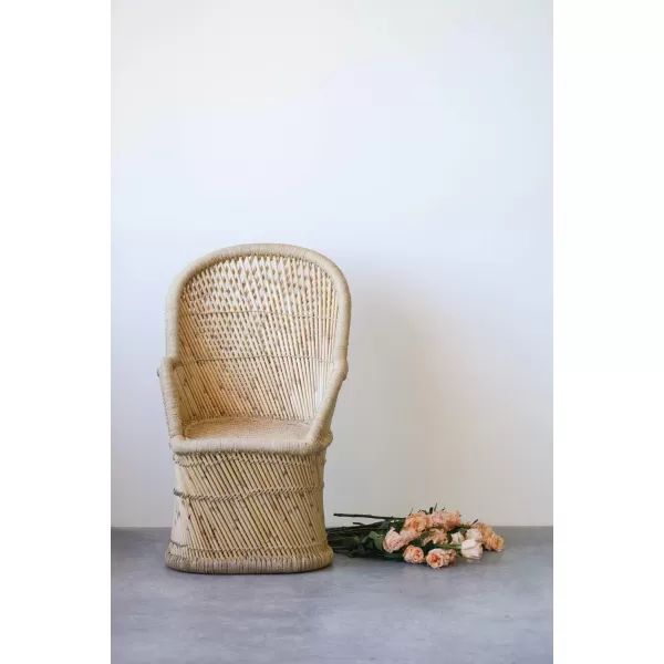 Creative CoOp Handwoven Bamboo ampamp Rope Chair Beige