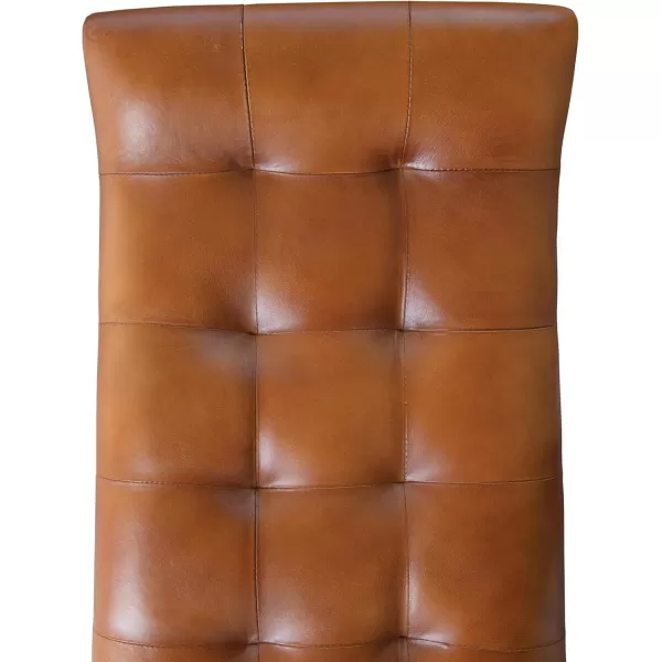 Creative CoOp Leather Tufted Wood Legs Bench Tobacco