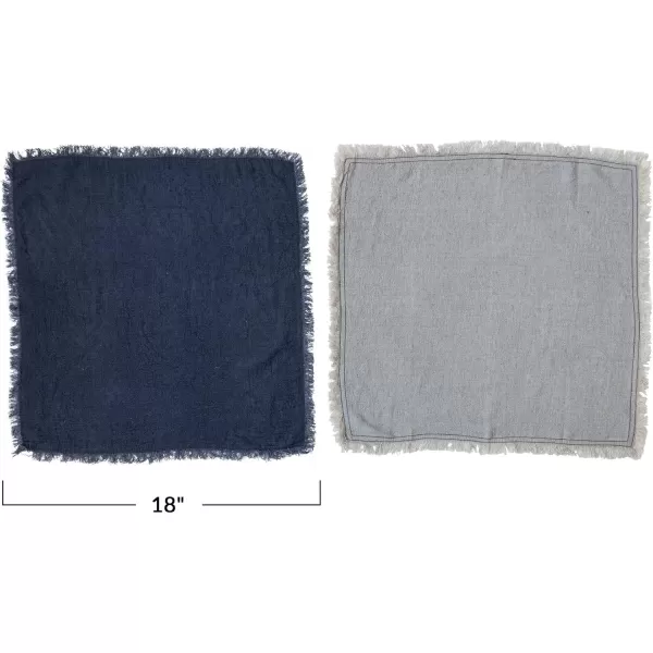 imageCreative CoOp Linen Blend Fringe Set of 2 Colors Navy and Light Blue Napkin