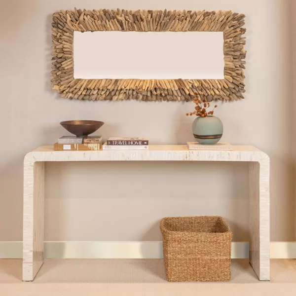 Creative CoOp MDF and Mother of Pearl Waterfall Console Table 60quot L x 14quot W x 31quot H White