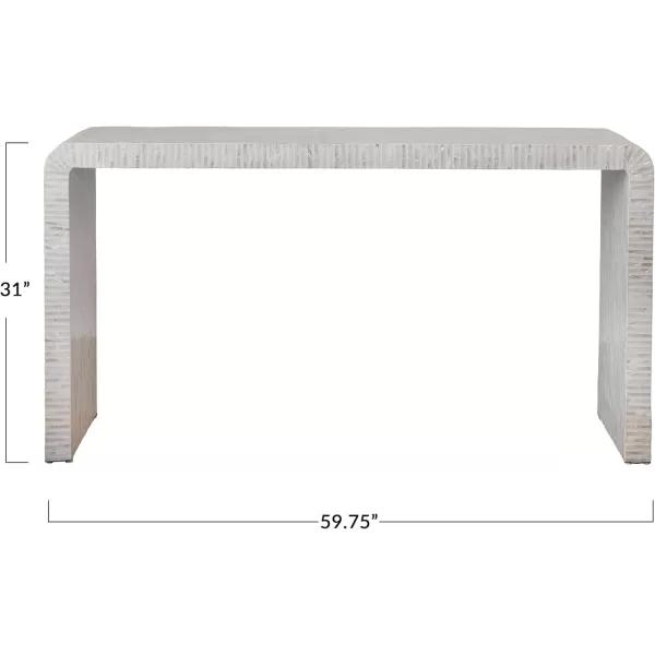 Creative CoOp MDF and Mother of Pearl Waterfall Console Table 60quot L x 14quot W x 31quot H White