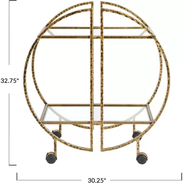 Creative CoOp Modern Hammered Brass Round Bar Cart