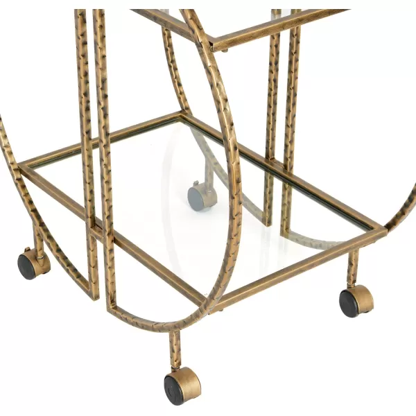 Creative CoOp Modern Hammered Brass Round Bar Cart
