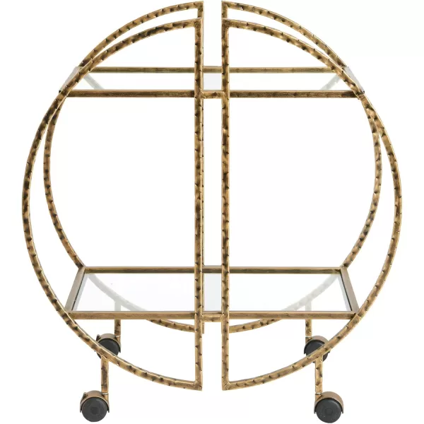 Creative CoOp Modern Hammered Brass Round Bar Cart