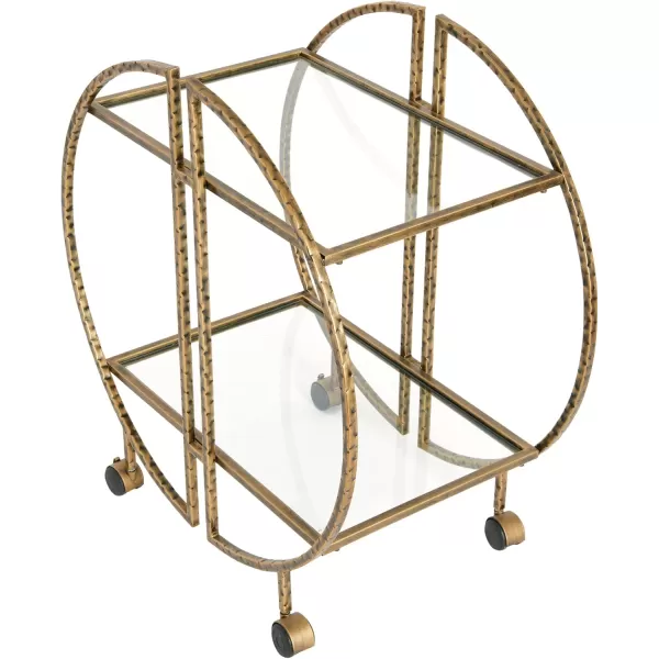 Creative CoOp Modern Hammered Brass Round Bar Cart