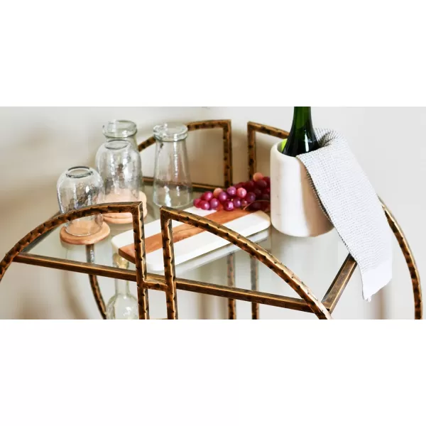 Creative CoOp Modern Hammered Brass Round Bar Cart
