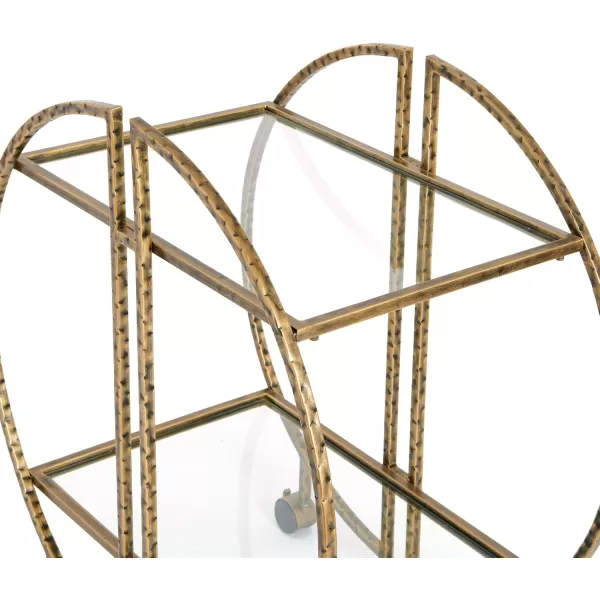 Creative CoOp Modern Hammered Brass Round Bar Cart