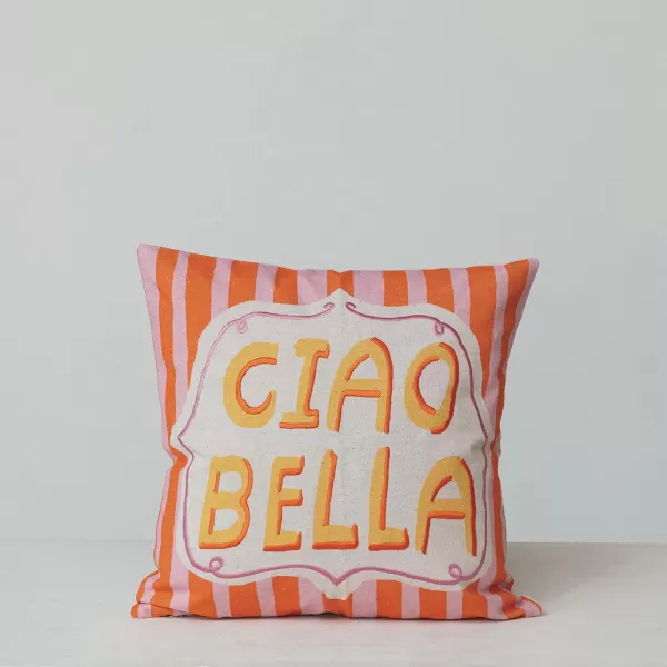 Creative CoOp Multicolor Ciao Bella Cotton and Linen Printed Pillow