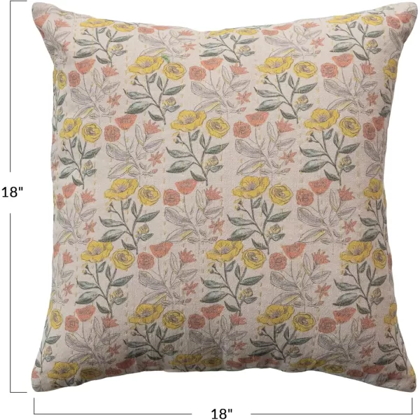 Creative CoOp Multicolor Cotton Chambray Floral Printed Pillow
