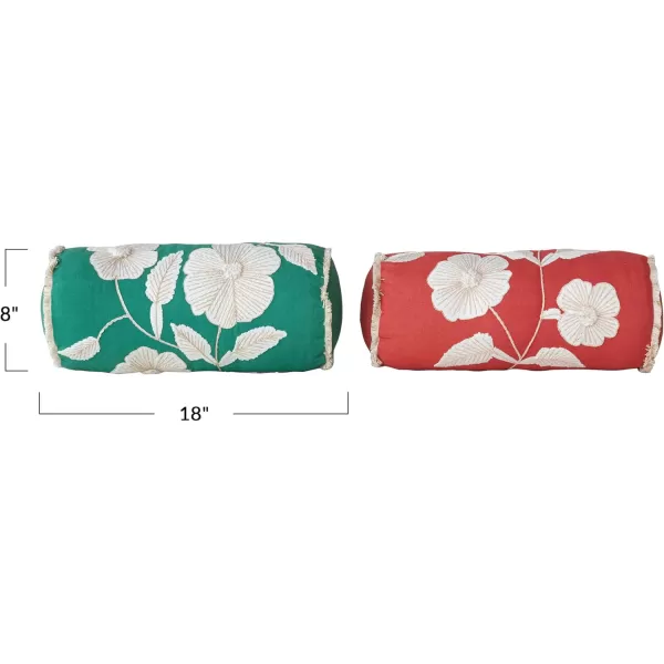 Creative CoOp Multicolor Enchanted Garden Embroidered Pillow Set Set of 2Bolster Pillow