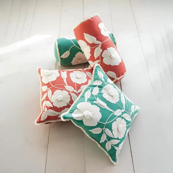 Creative CoOp Multicolor Enchanted Garden Embroidered Pillow Set Set of 2Square Pillow