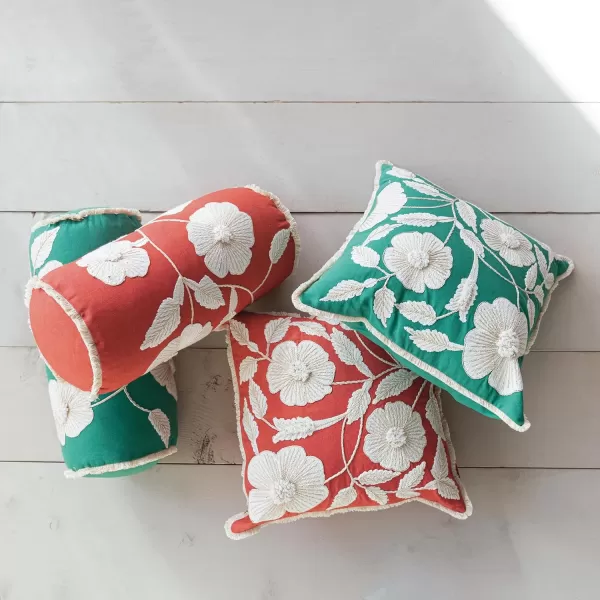 Creative CoOp Multicolor Enchanted Garden Embroidered Pillow Set Set of 2Square Pillow