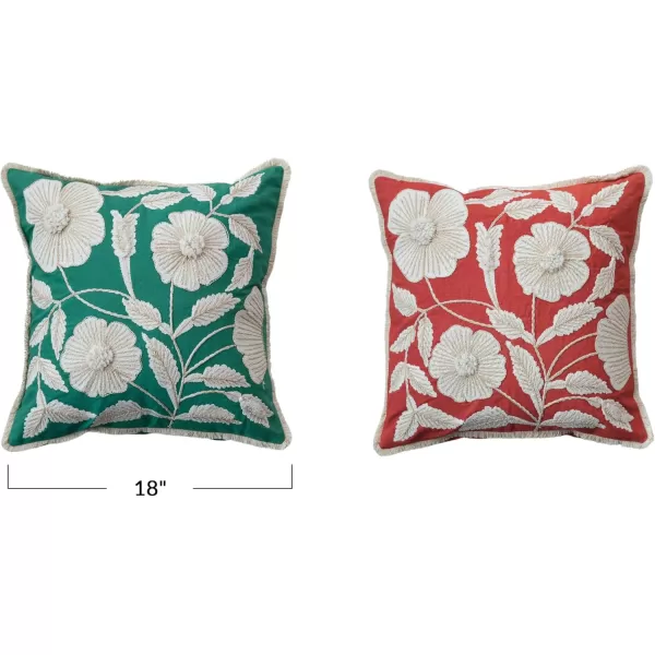 Creative CoOp Multicolor Enchanted Garden Embroidered Pillow Set Set of 2Square Pillow