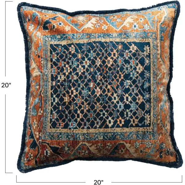 Creative CoOp Multicolor Global Tapestry Velvet Pillow with FringePattern 1