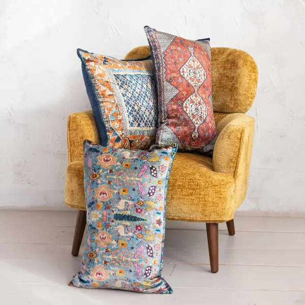 Creative CoOp Multicolor Global Tapestry Velvet Pillow with FringePattern 1