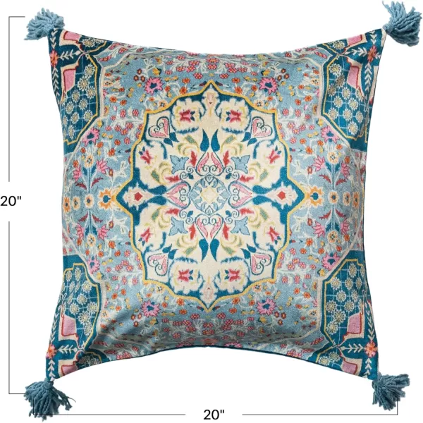 Creative CoOp Multicolor Global Tapestry Velvet Pillow with FringePattern 2